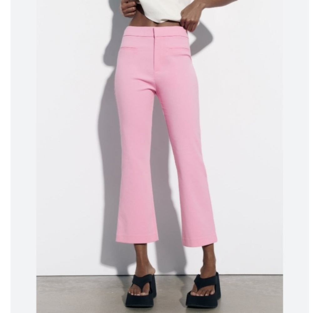 NWT women's pink cropped trousers by Zara